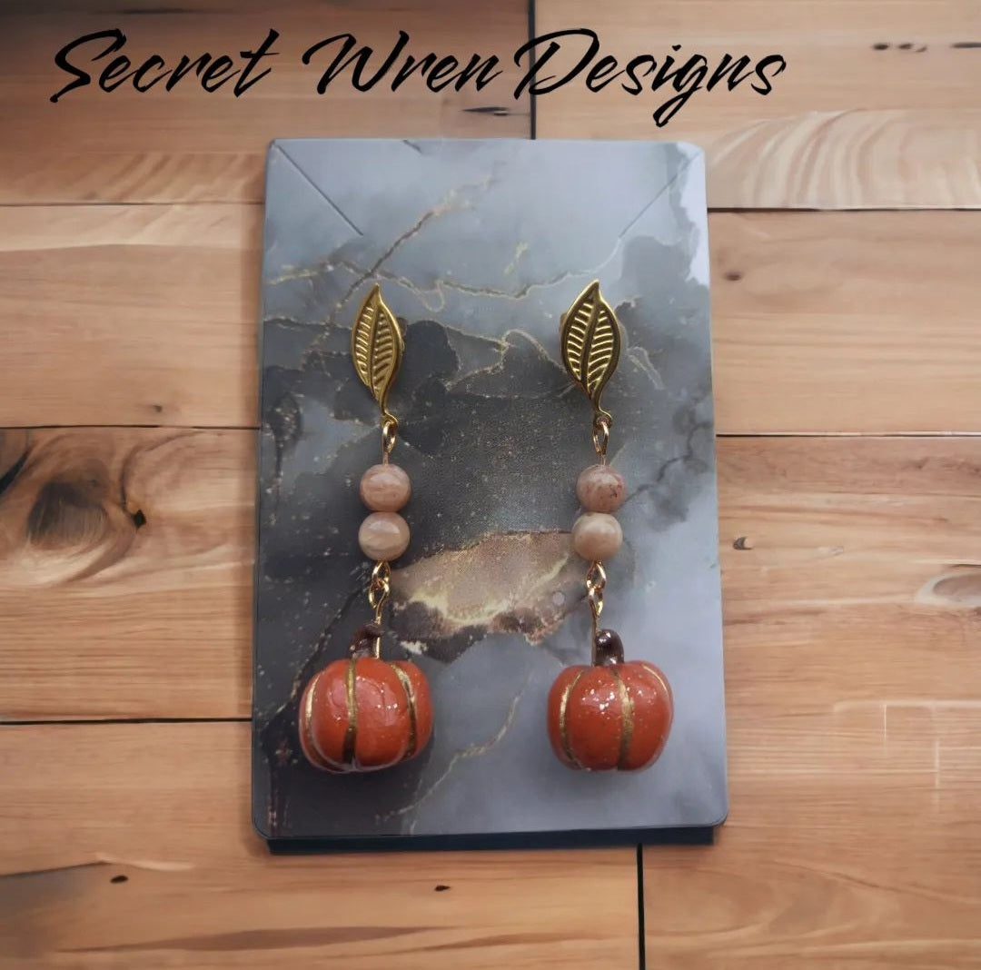 Golden Pumkin Dangles