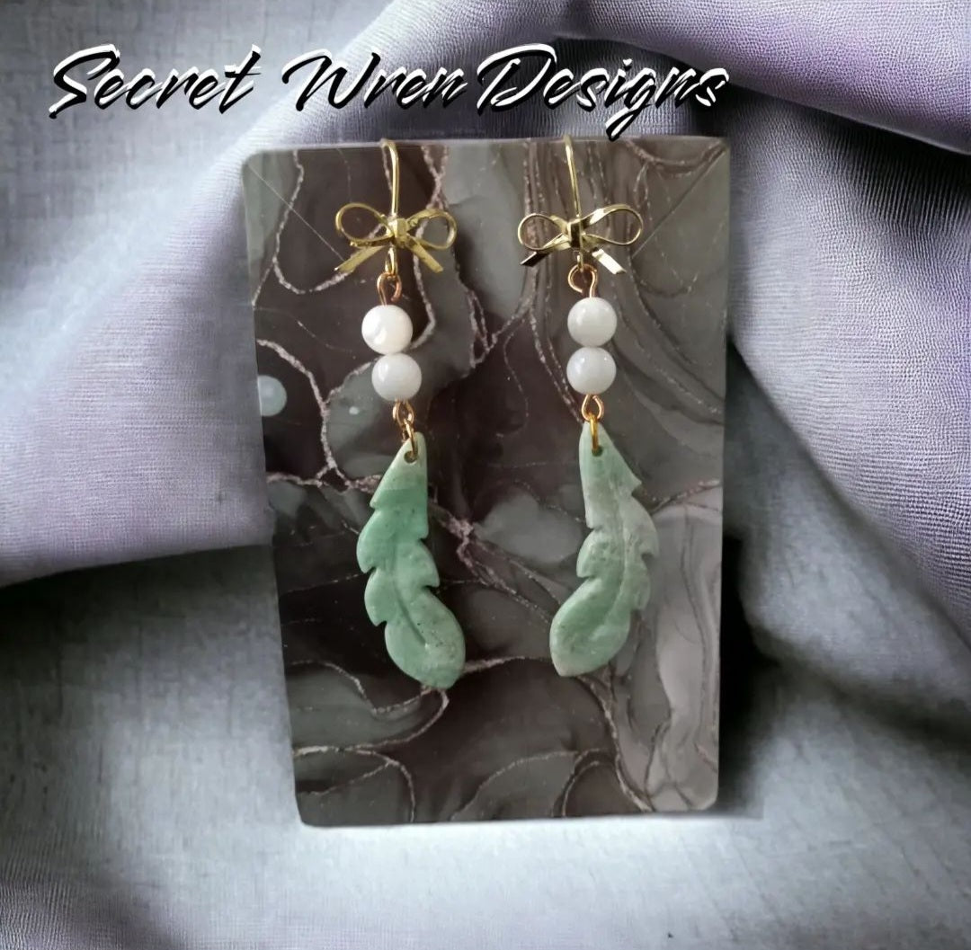 Ethereal Mint Feather Earrings