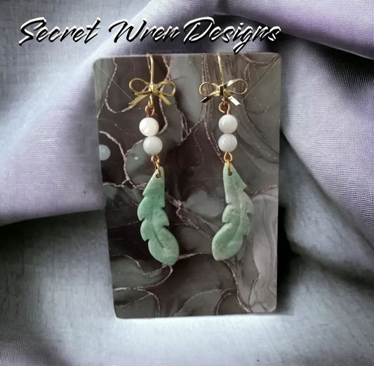 Ethereal Mint Feather Earrings